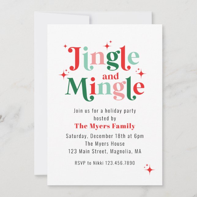 Convites Festa de Natal Jingle and Mingle (Frente)