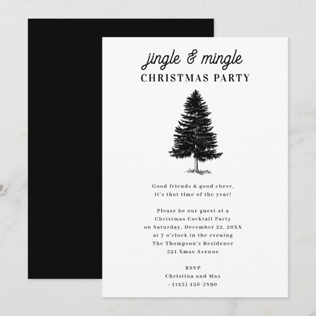 Convites Festa de Natal Jingle and Mingle (Frente/Verso)