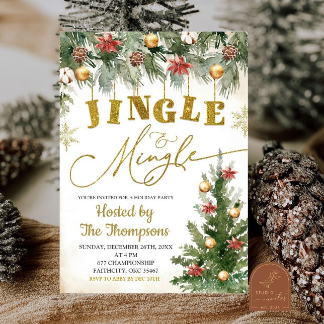 Convites Festa de Natal Jingle e Mingle (Criador carregado)