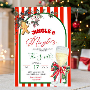 Convites Festa de Natal Jingle e Mingle com Laço Xadrez Ele
