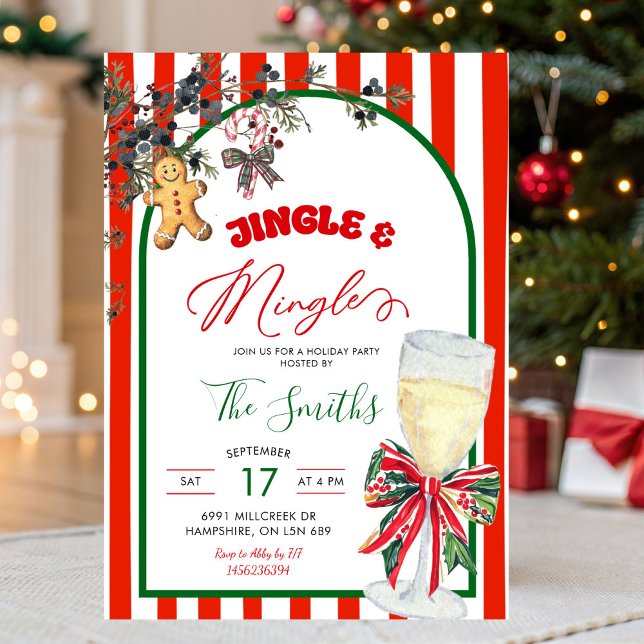 Convites Festa de Natal Jingle e Mingle com Laço Xadrez Ele (Criador carregado)