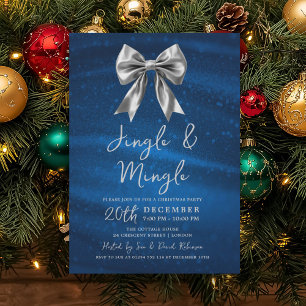 Convites Festa de Natal Jingle Mingle Arco de Prata Azul Ma