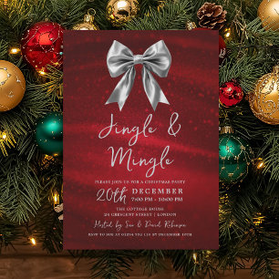 Convites Festa de Natal Jingle Mingle Arco Prata Vermelho