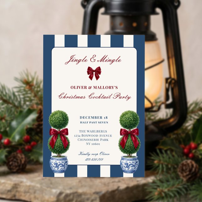 Convites Festa de Natal Jingle Mingle com Topiaria Chinesa (Christmas Cocktail Party Invitation by Darling & May)