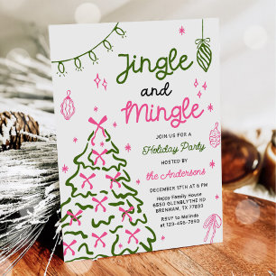 Convites Festa de Natal Jingle & Mingle Desenhada à Mão
