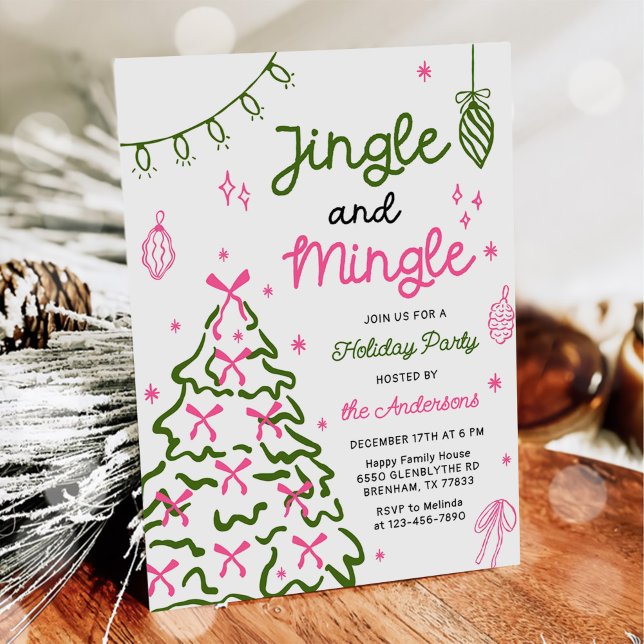 Convites Festa de Natal Jingle & Mingle Desenhada à Mão (Criador carregado)