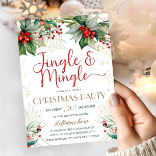 Convites Festa de Natal Jingle & Mingle Folhagem Vermelha