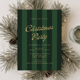 Convites Festa de Natal Listrada de Verde Escuro Préppy