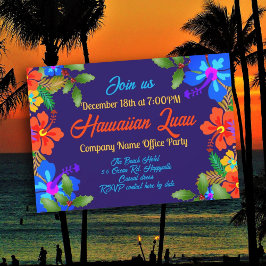 Convites Festa de Natal Luau Feriado no Escritório Hibisco