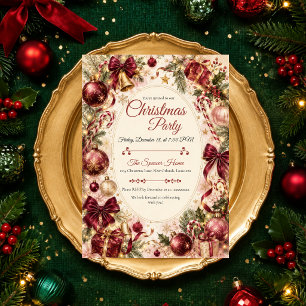 Convites Festa de Natal Luxuosa Burgundy