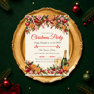 Convites Festa de Natal Luxuosa com Champanhe