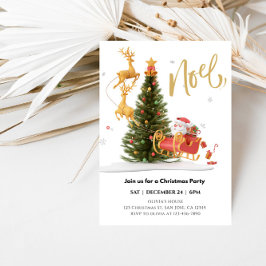 Convites Festa de Natal Mágica do Papai Noel Andando em Sle