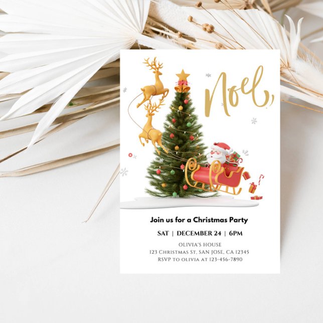 Convites Festa de Natal Mágica do Papai Noel Andando em Sle (Criador carregado)