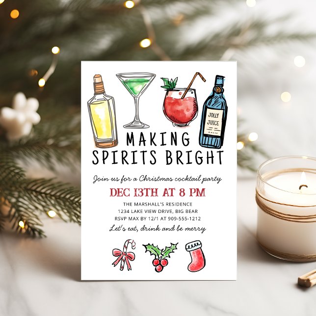 Convites Festa de Natal 'Making Spirits Bright' (Criador carregado)
