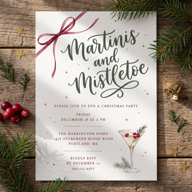 Convites Festa de Natal Martinis e Mistletoe (Criador carregado)