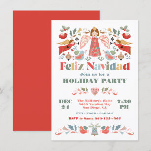 Convites Festa de Natal Mexicana Feliz Navidad Angel