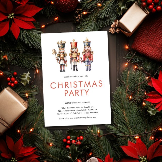 Convites Festa de Natal Mínima do Quebra-Cama de Aquarela (Criador carregado)