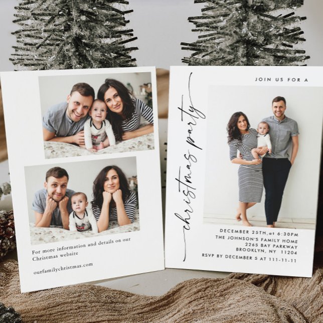 Convites Festa de Natal Mínima Elegante - 3 Foto (Criador carregado)