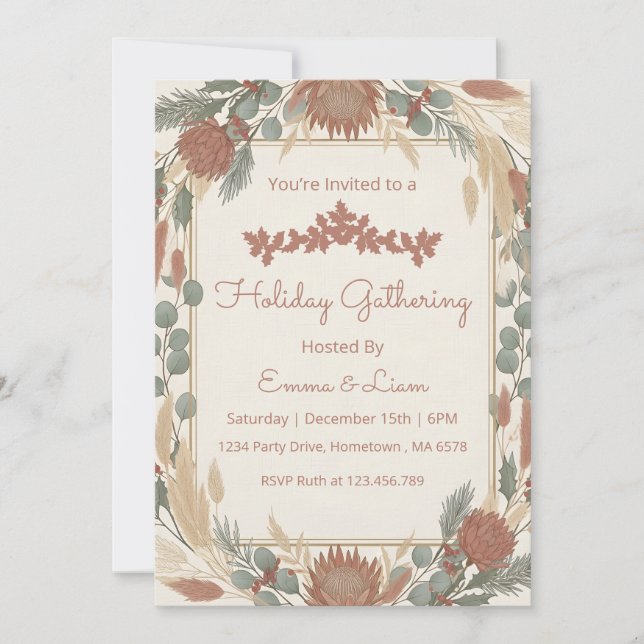 Convites Festa de Natal Minimalista Boho Personalizada (Frente)