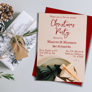 Convites Festa de Natal minimalista elegante e corporativa