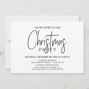 Convites Festa de Natal Mínimo Preto e Branco