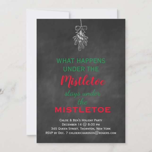 Convites Festa de Natal Mistletooe Chalkboard (Frente)
