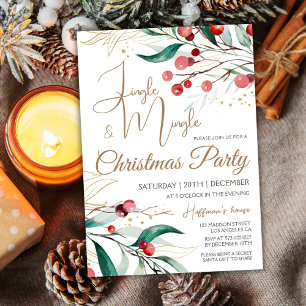 Convites Festa de Natal Moderna e Elegante Jingle & Mingle