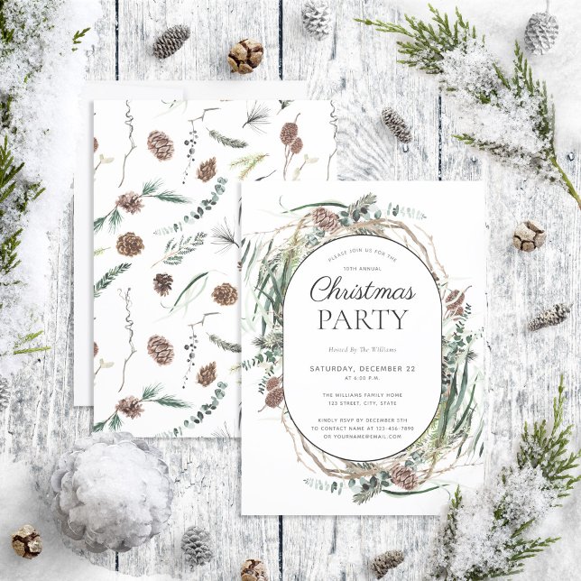 Convites Festa de Natal Moderna Eucalyptus Dusty (Criador carregado)