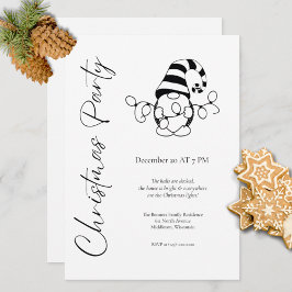 Convites Festa de Natal Moderna Minimalista Cute Gnome