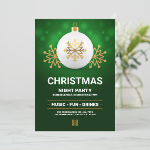 Convites Festa de Natal Moderna Verde e Dourada, Natal