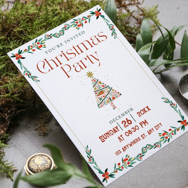 Convites Festa de Natal Moderna Vermelha e Verde (Green Red Modern Christmas Party Invitation)