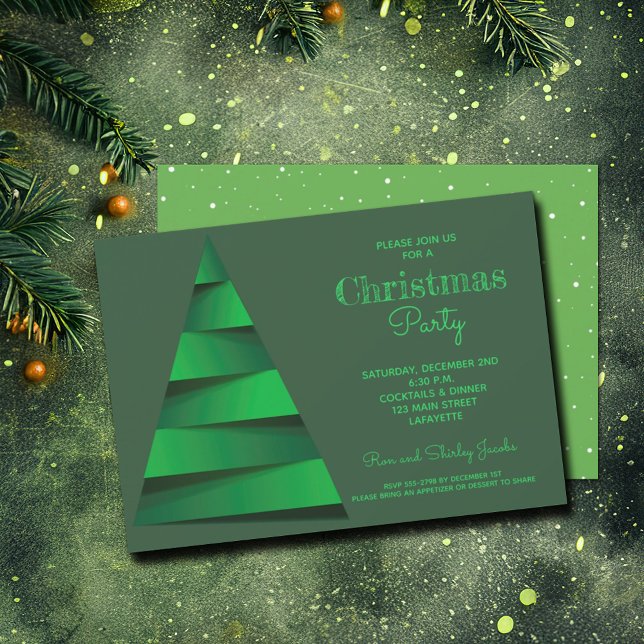 Convites Festa de Natal Moderno (Modern Christmas Tree Holiday Party Invitations - PRINTED or INSTANT DOWNLOAD)