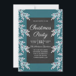 Convites Festa de Natal Moderno Azul Teal Quadro Negro<br><div class="desc">Convite de festa de Natal elegante e moderno com design de quadro negro com fundo azul Teal e florais de Natal. Todo o texto pode ser substituído pelo seu.</div>