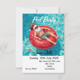 Convites Festa de Natal na Piscina – Papai Noel Salva a Dat