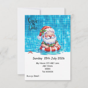 Convites Festa de Natal na Piscina – Papai Noel Salva a Dat