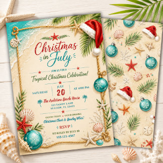 Convites Festa de Natal na Praia em Julho