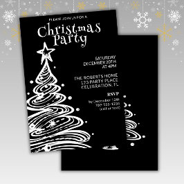 Convites Festa de Natal Negra e Branca