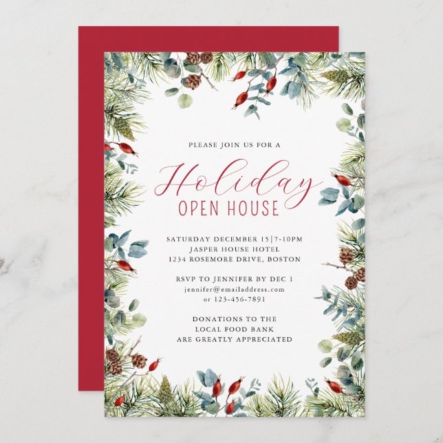 Convites Festa de Natal no inverno no Botânico (Frente/Verso)