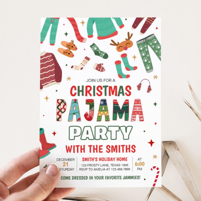 Convites Festa de Natal no Pajama (Pajama Holiday Christmas Party Invitation)