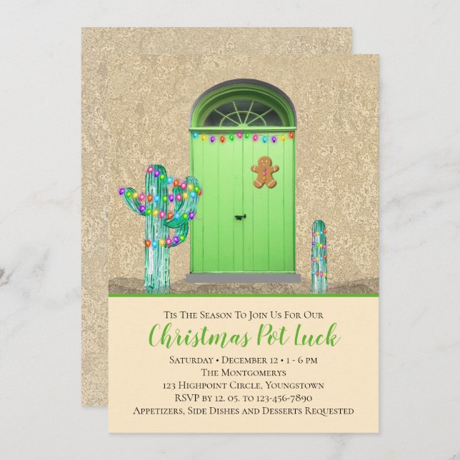 Convites Festa de Natal no sudoeste do Cactus (Frente/Verso)