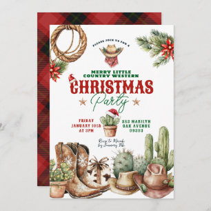 Convites Festa de Natal Ocidental da Xadrez de Natal Cactus