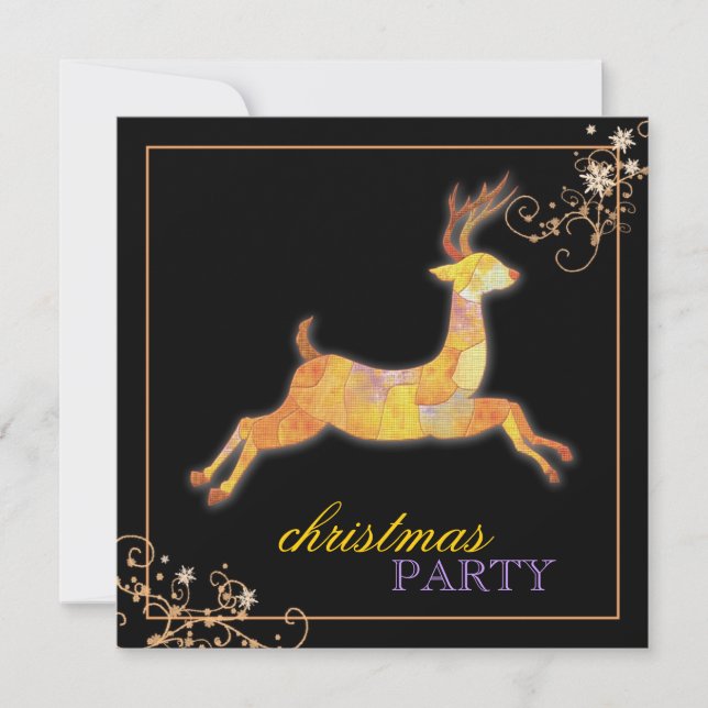 Convites Festa de Natal original do preto da rena dos (Frente)