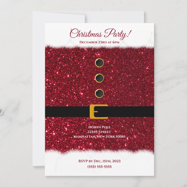 Convites Festa de Natal, Papais noeis Vermelhos Enlouquecid (Frente)