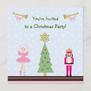 Convites Festa de Natal para Crianças - árvore, bailarina,