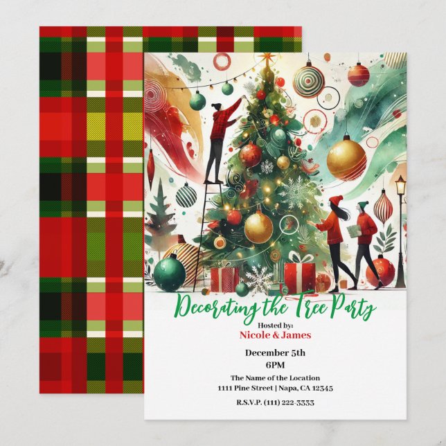 Convites Festa de Natal para Decorar a Árvore de Natal  (Frente/Verso)