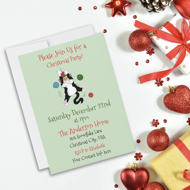Convites Festa de Natal para Gato Negro e Tuxedo (Criador carregado)
