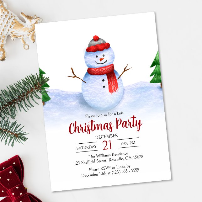 Convites Festa de Natal para Rapazes Festivos e Bonitos (Infuse your kids' Christmas party invitation with a dash of holiday magic with this adorable design.)