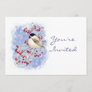 Convites Festa de Natal Personalizada Convide Bird Winter B