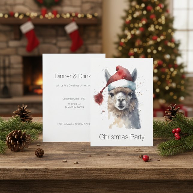 Convites Festa de Natal Personalizada de Alpaca para Jantar (Criador carregado)
