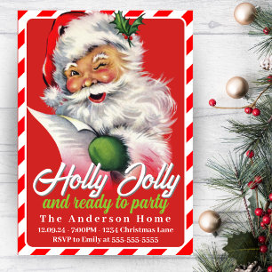 Convites Festa de Natal Personalizada de Vintage Santa Clau